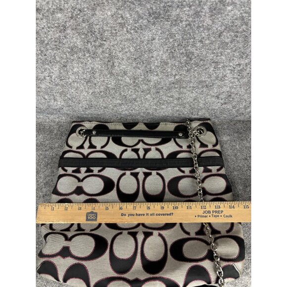 Coach Signature Chain Crossbody Bag Womens Gray Black Pink Logo Jacquard 21161 - Picture 3 of 8